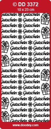 Stickerbogen 10 x 23 cm "Gutschein" silber