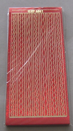 Stickerbogen 10 x 23 cm holografisch Bordüren und Wellen rot