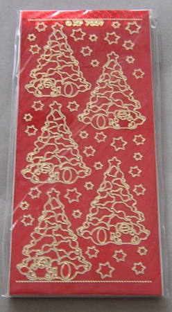 Stickerbogen 10 x 23 cm Aufkleber Prismatic Christmas Tree rot