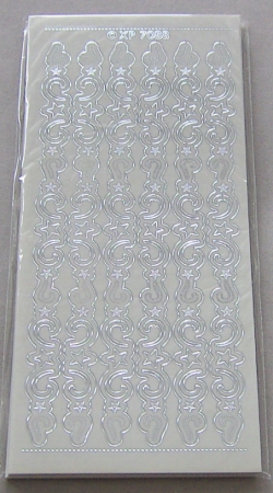 Stickerbogen 10 x 23 cm Aufkleber Transparent Sterne Ornament Bordüre silber