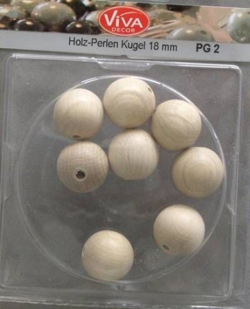 VIVA Holzperlen Kugeln 18 mm 8 Stück