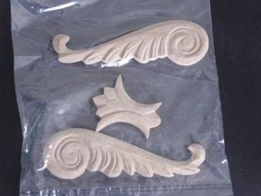 Viva Holz-Relief Ornament 3er Set