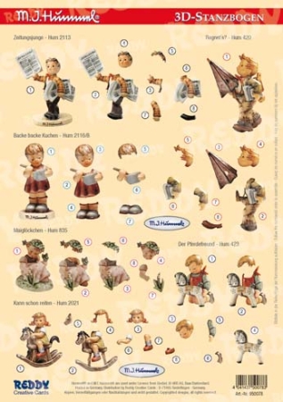 3 D Stanzbogen Zeitungsjunge, Backe backe Kuchen, Maiglöckchen, Kann schon reiten Regnet`s?, Der Pferdefreund