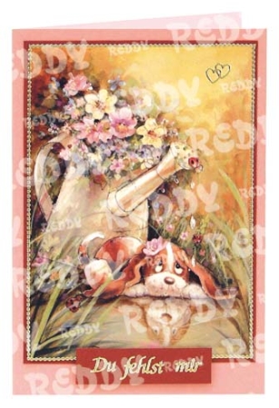 Preview: Reddy Cards 3D-Stanzbogenset Thinking of You, Hundemotive 1