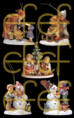 5 Geschenkanhänger mit goldener Kordel Hummel Kinder zu Weihnachten