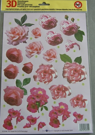 3D Stanzbogen Rote Rosen