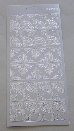 Stickerbogen silber Ecken