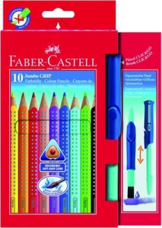 Faber-Castell JUMBO Grip 10er Etui + -Clic & Go Pinsel