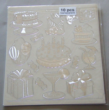 Preview: Stickerbogen Jumbo-Grösse transparent silber Geburtstag