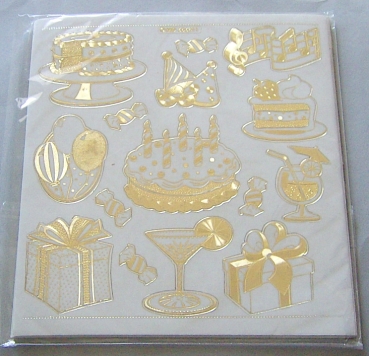 Preview: Stickerbogen Jumbo-Grösse transparent gold Geburtstag