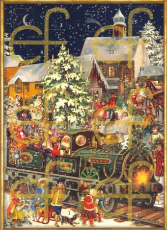 Adventskalender-Karte "Lokomotive"