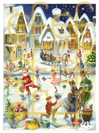 Adventskalender-Karte "Eisläufer"