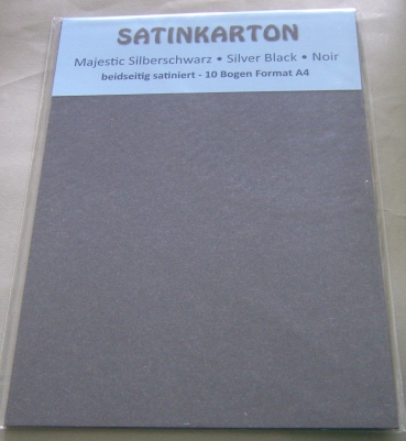Reddy Cards Kartenkarton A4, beidseitig satiniert, Majestic, silberschwarz