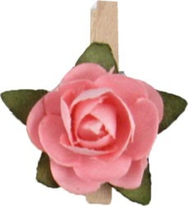 Rose mit Klammer 8 Stück 1,5 cm rosa