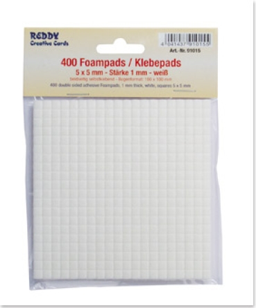 Reddy Cards Foam-Pads Klebepads 400 Stück 1,0 mm, 5 x 5 mm weiss