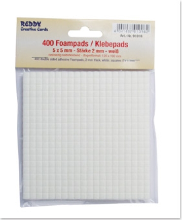 Reddy Cards Foam-Pads Klebepads 400 Stück 2,0 mm, 5 x 5 mm weiss