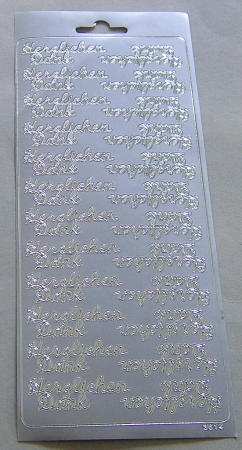 Stickerbogen 10 x 23 cm "Herzlichen Dank" silber