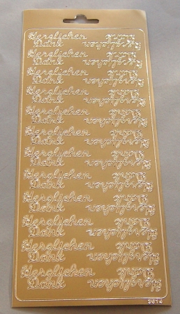 Stickerbogen 10 x 23 cm "Herzlichen Dank" gold