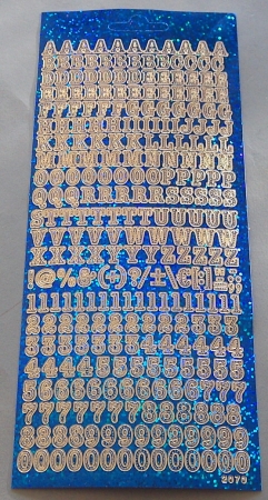 Stickerbogen 10 x 23 cm Alphabet und Zahlen blau