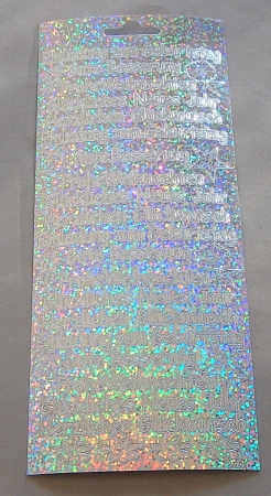 Stickerbogen 10 x 23 cm 5 verschiedene Schriften silber