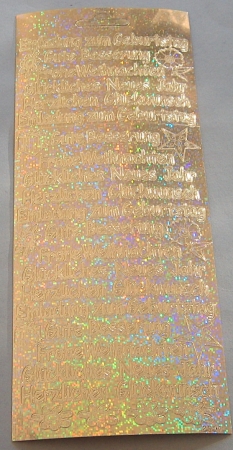 Stickerbogen 10 x 23 cm 5 verschiedene Schriften gold