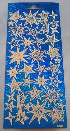 Stickerbogen 10 x 23 cm Design Sticker Sterne blau-gold