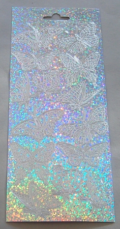 Stickerbogen 10 x 23 cm Design Sticker Schmetterlinge silber