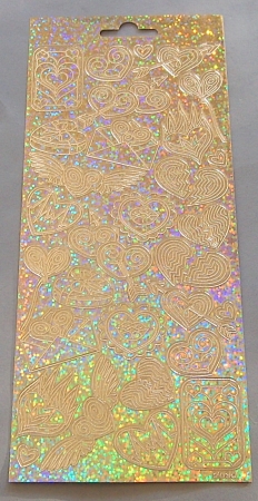 Stickerbogen 10 x 23 cm Design Sticker Herzen gold