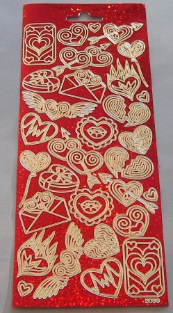 Stickerbogen 10 x 23 cm Design Sticker Herzen rot