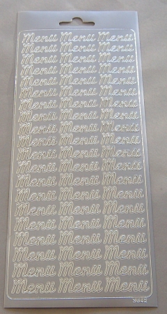 Stickerbogen 10 x 23 cm Ziersticker Menü silber