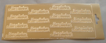 Stickerbogen 10 x 23 cm Ziersticker Herzlichen Glückwunsch