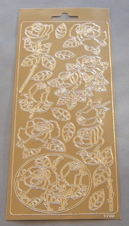 Stickerbogen 10 x 23 cm Ziersticker Rosen gold