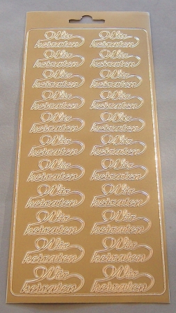 Stickerbogen 10 x 23 cm Ziersticker "Wir heiraten" gold