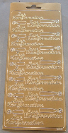 Stickerbogen 10 x 23 cm Ziersticker Zur Konfirmation gold