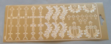 Stickerbogen 10 x 23 cm Ziersticker Kreuze gold
