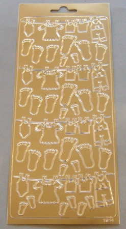 Stickerbogen 10 x 23 cm Ziersticker Baby gold