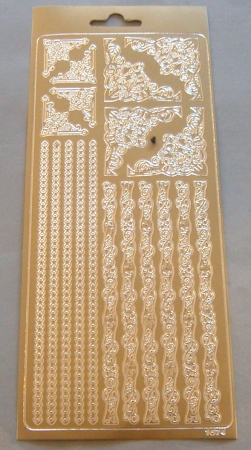 Stickerbogen 10 x 23 cm Ziersticker Verzierungen gold
