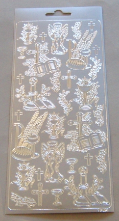 Stickerbogen 10 x 23 cm Ziersticker Kommunion / Konfirmation silber