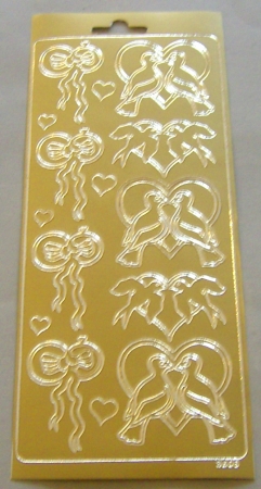 Stickerbogen 10 x 23 cm Ziersticker Hochzeit gold