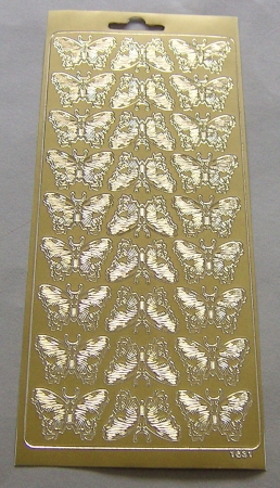 Stickerbogen 10 x 23 cm Ziersticker Schmetterling gold