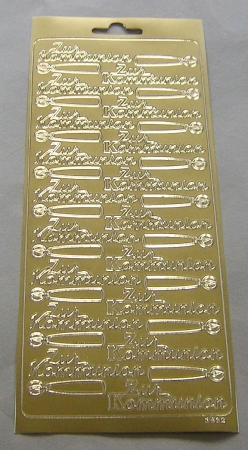 Stickerbogen 10 x 23 cm Ziersticker Kommunion gold