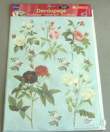 Decoupagepapier 1 Bogen 33 x 48 cm, Wildrosen