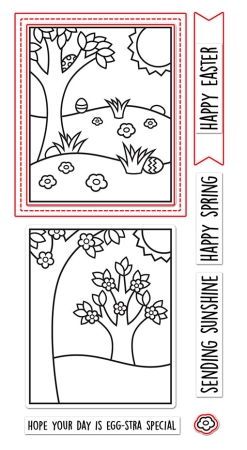 Preview: Lawn Fawn Window Scene Frühling Dies Stanzschablonen