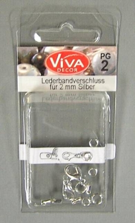 VIVA Lederbandverschluß silber 3 mm 2 Stück