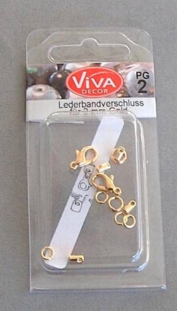 VIVA Lederbandverschluß gold 2 mm 2 Stück