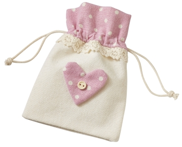 Creapop Leinen Säckchen 13 x 10 cm natur/rose