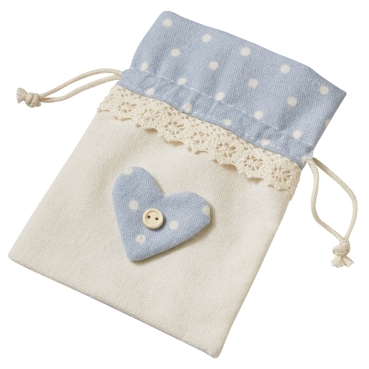 Creapop Leinen Säckchen 13 x 10 cm natur/hellblau