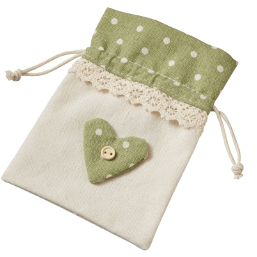 Creapop Leinen Säckchen 13 x 10 cm natur/grün