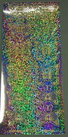Stickerbogen 10 x 23 cm holografisch kleine Schmetterlinge