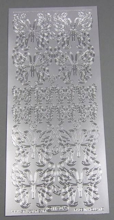 Stickerbogen 10 x 23 cm Schmetterlinge silber